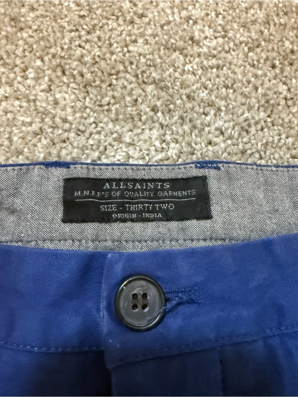 All Saints Men’s Pipe Chino‎ Blue 32